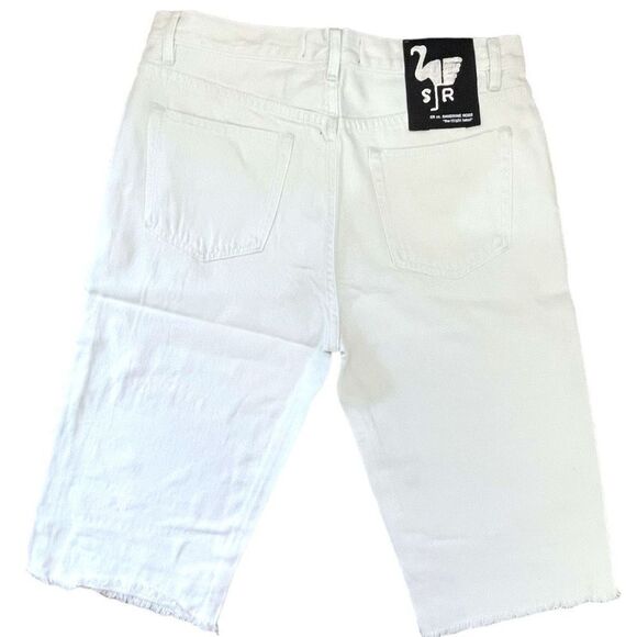 SANDRINE ROSE By Free People Women's White Frayed Hem Bermuda Shorts Size 28 NWT - Picture 5 of 6